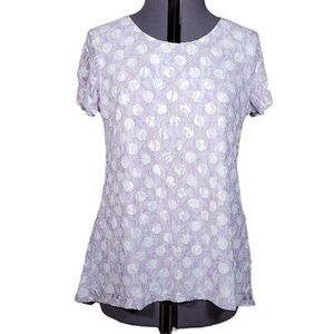 NWOT Susan Graver Printed Stretch Lace Peplum Top Sz XS